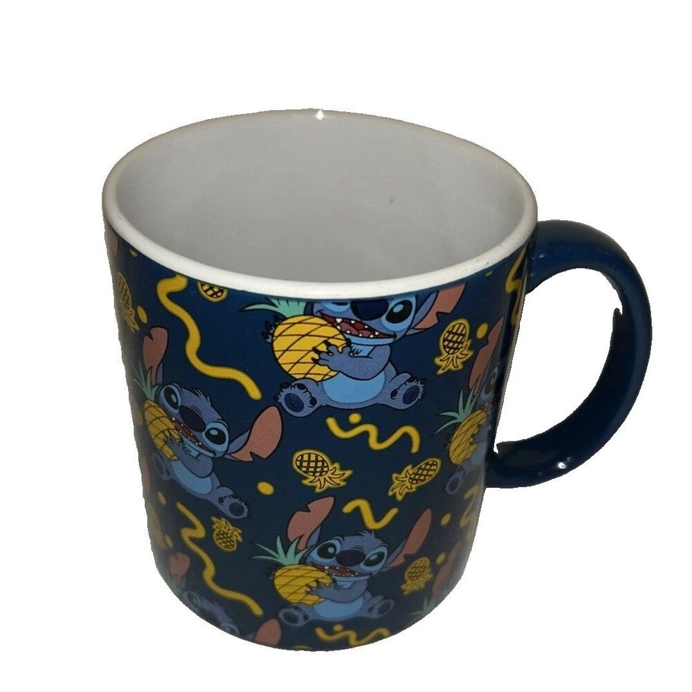 Disney Lilo & Stitch Pineapple Ceramic Mug 20 oz Silver Buffalo Blue Coffee Cup